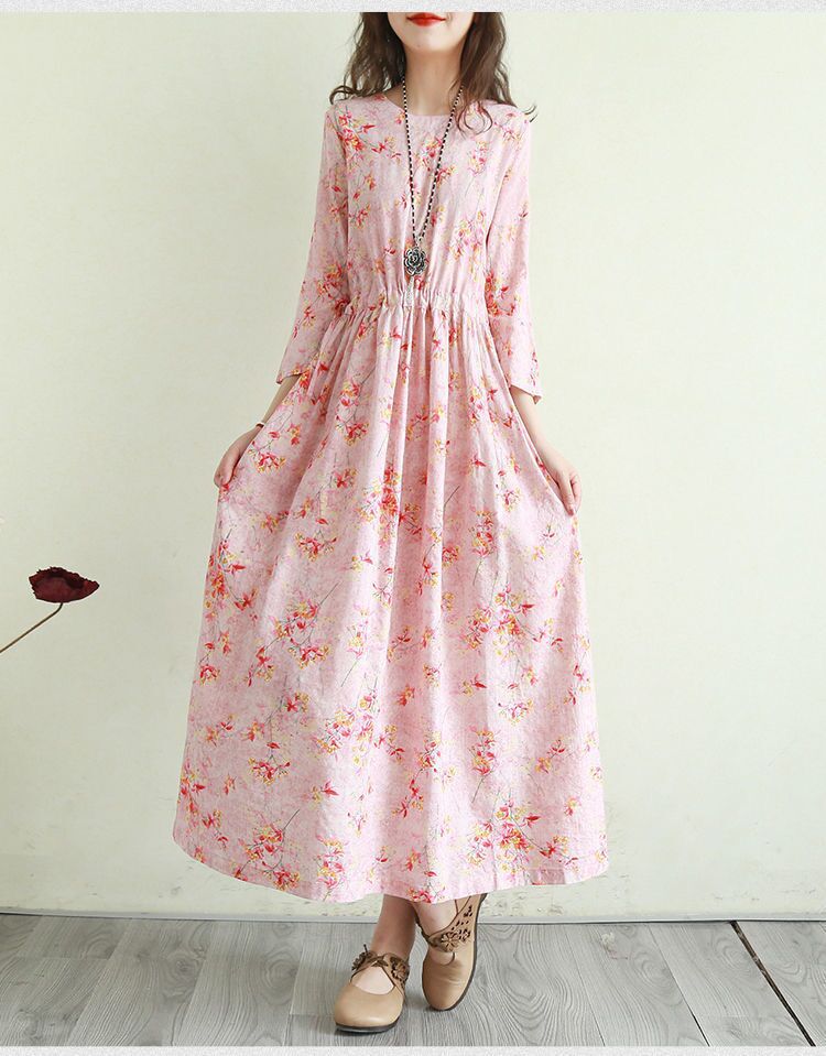 Vintage Cotton Women Plus Sizes Long Dresses