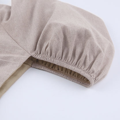 Lovely Linen Square Neckline Mini Dresses