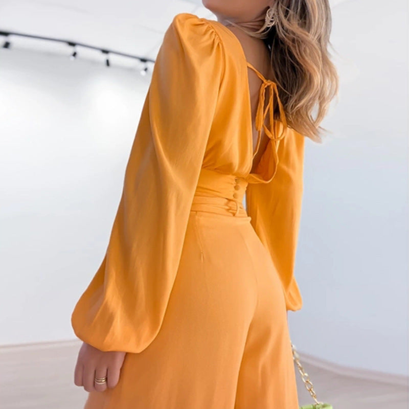 Casual High Waist Spring Wide Legs Women Suits