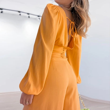Casual High Waist Spring Wide Legs Women Suits