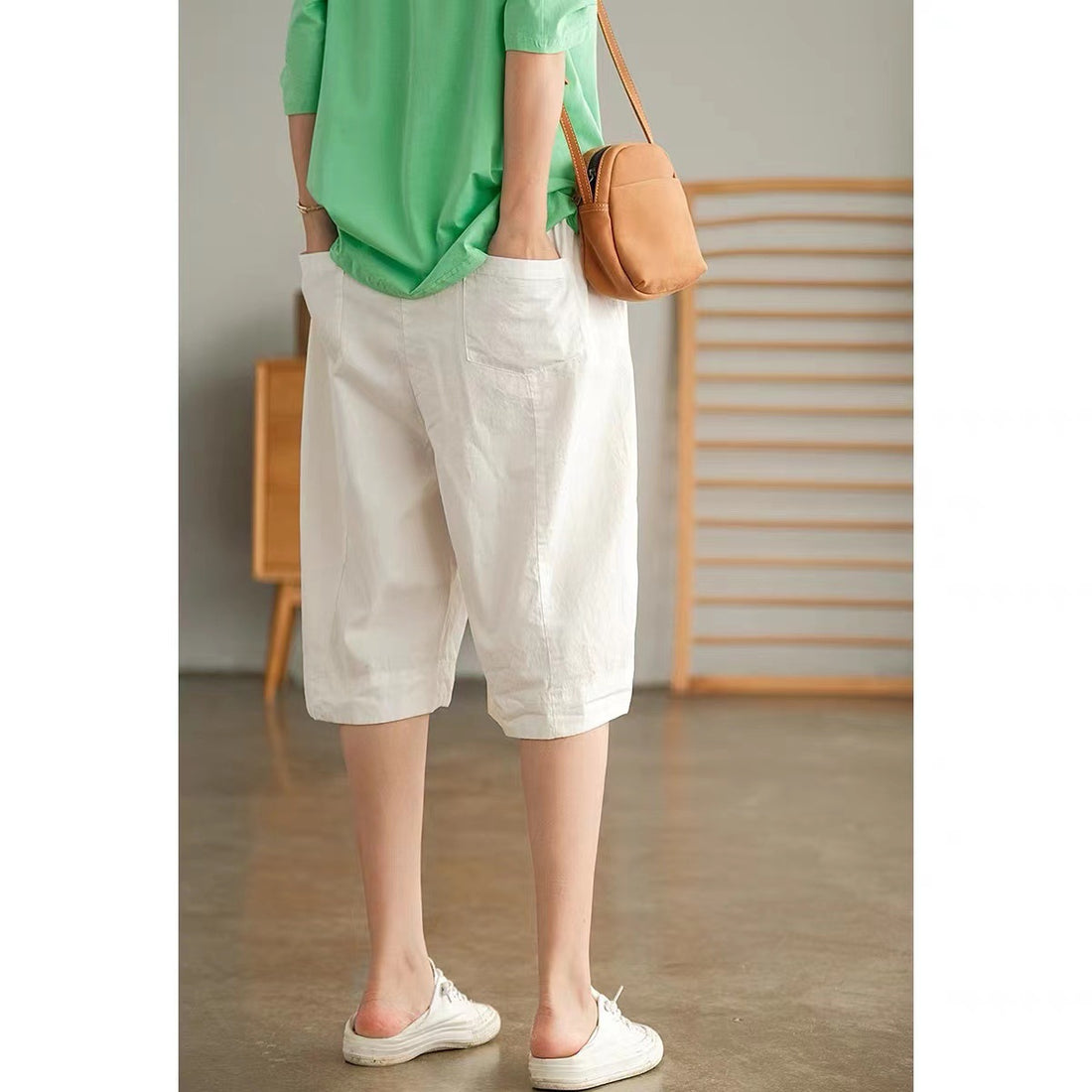 Summer Cotton Linen Summer Women Half Pants