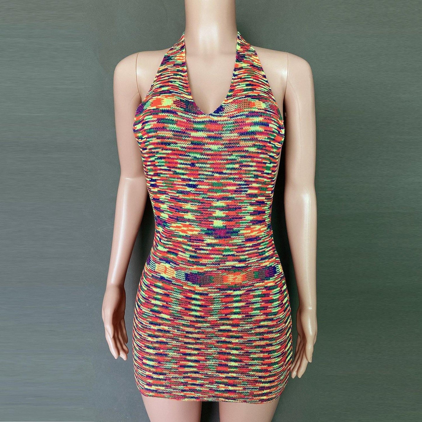 Summer Backless Sexy Knitting Dresses-STYLEGOING