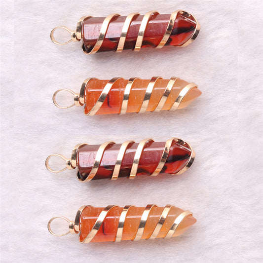 Handmade Carnelian Metal Wire Circled Pendant