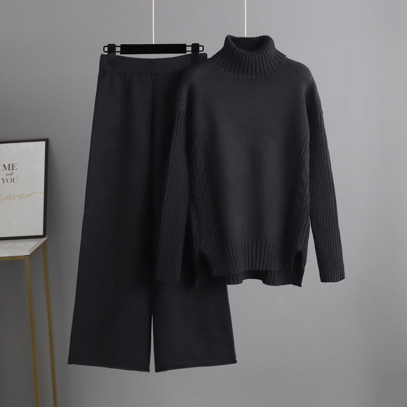 Casual Women Winter Turtleneck Sweaters and Pants Sets