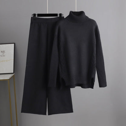 Casual Women Winter Turtleneck Sweaters and Pants Sets