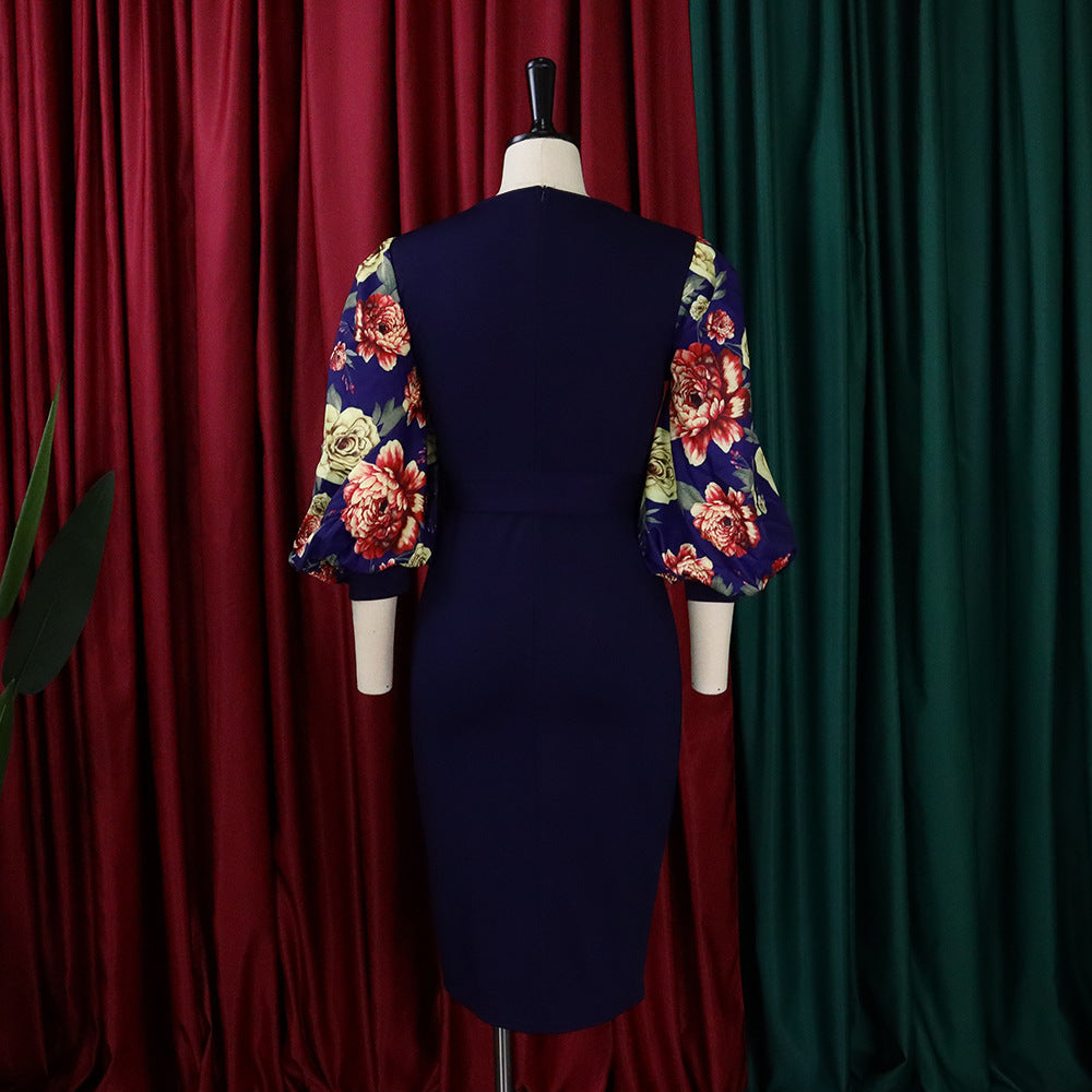Classy Floral Print Plus Sizes Dresses for Women