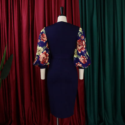 Classy Floral Print Plus Sizes Dresses for Women