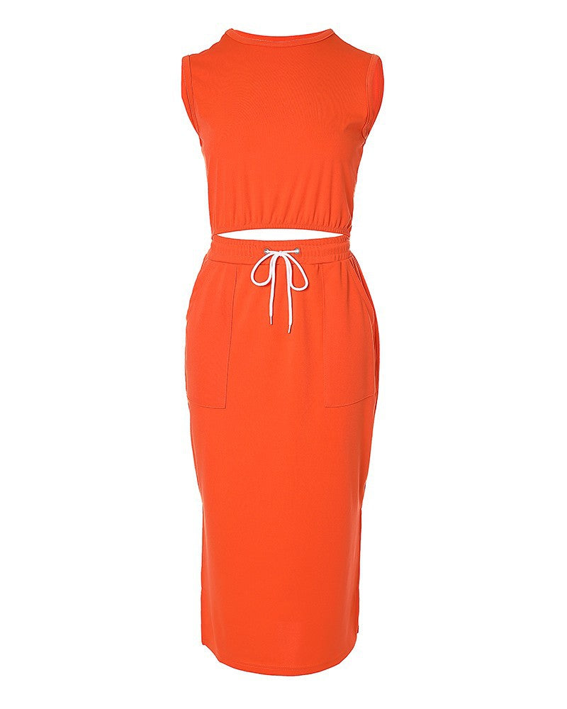 Casual Women Two Pieces Suits Tops and Skirts