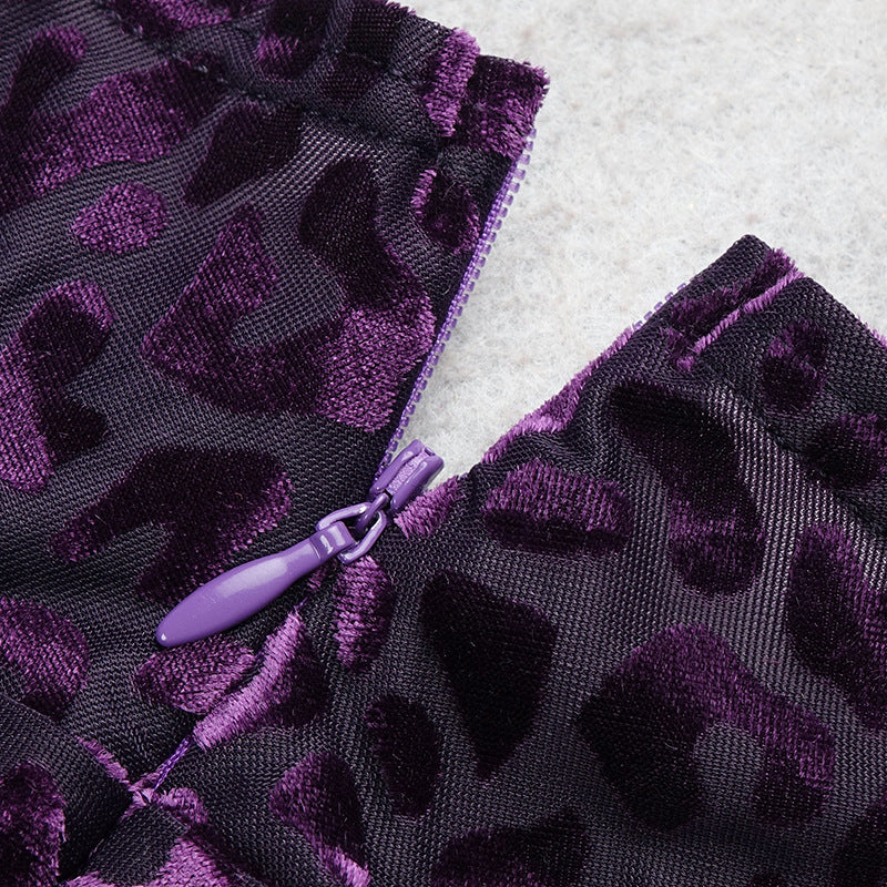 Vintage Leopard Purple Elastic Sexy Party Dresses
