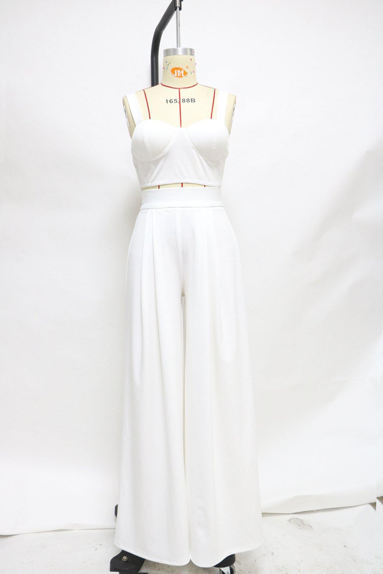 Sexy Straps Crop Top&Loose Pants Suits-STYLEGOING