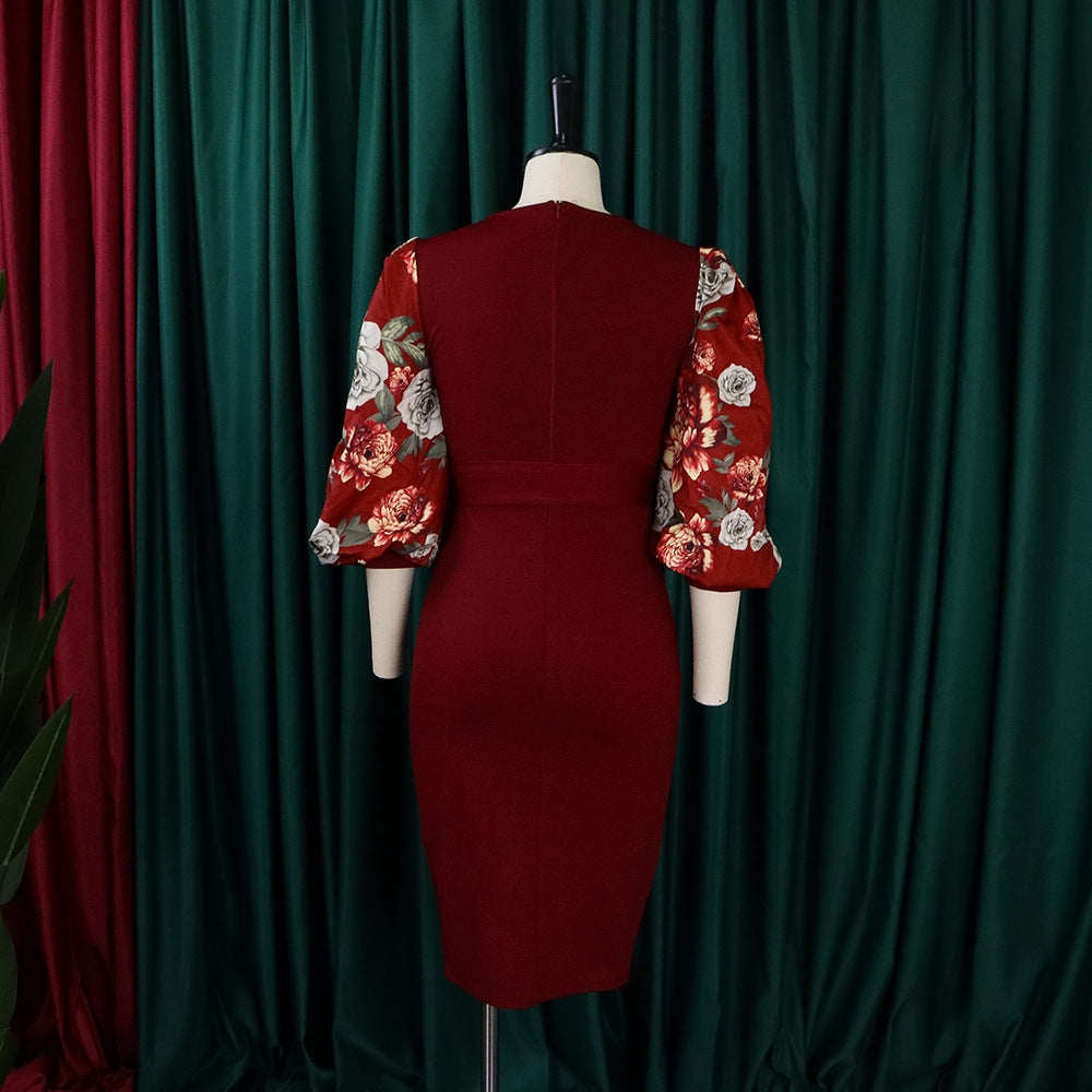 Classy Floral Print Plus Sizes Dresses for Women