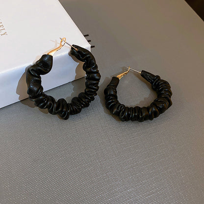 Vintage Round Shape Pu Leather Women Earrings