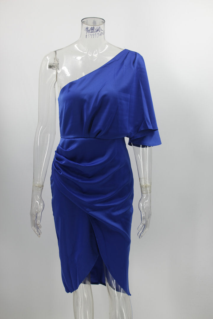 Sexy One Shoulder Irregular Evening Party Dresses