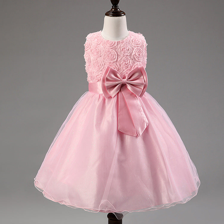3D Rose Flower Princess Girls Dresses