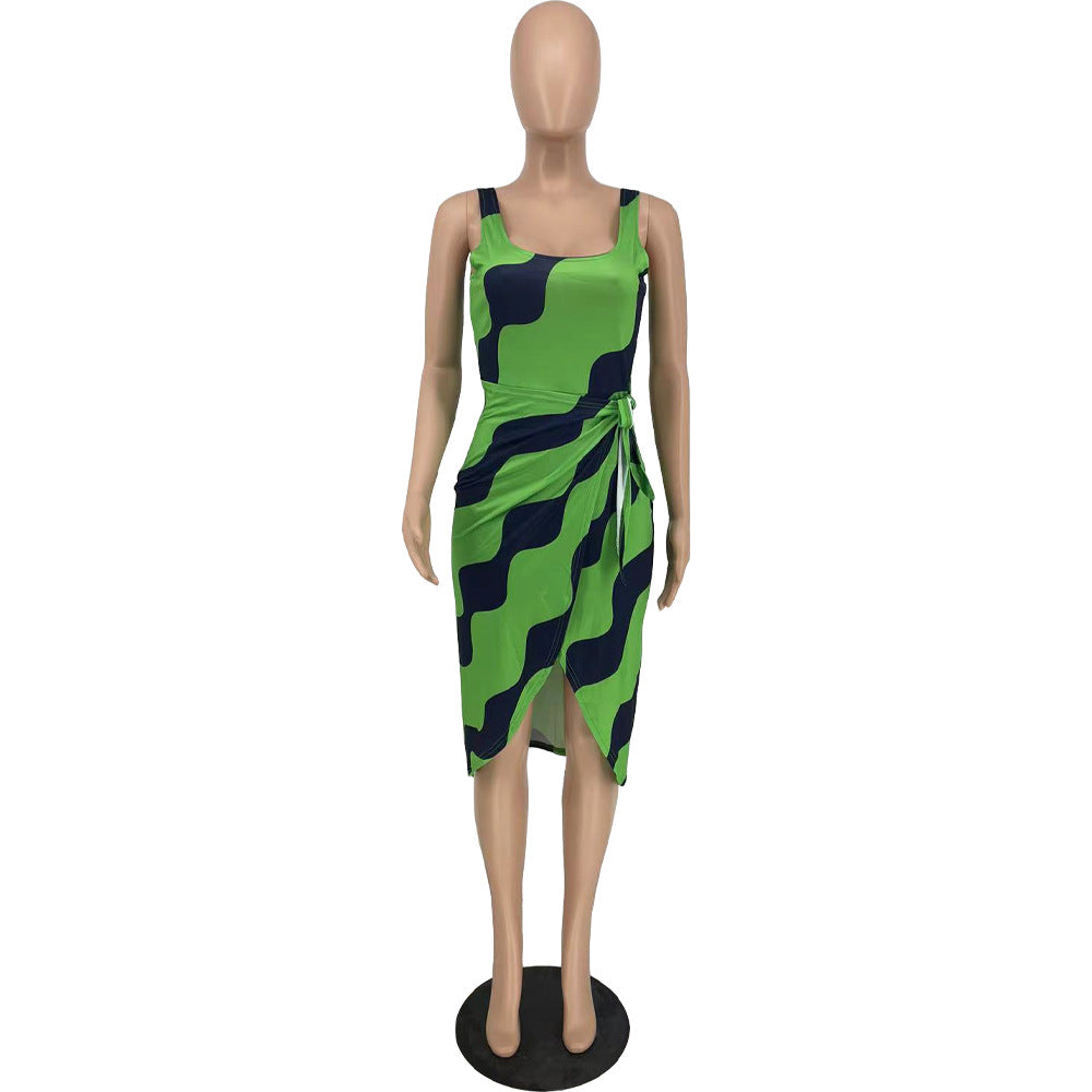 Sexy Unfixed Print Split Front Sexy Women Dresses