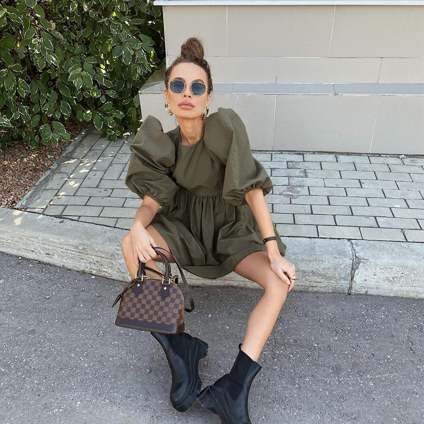 Summer Women Half Sleeves Cotton Mini Dresses