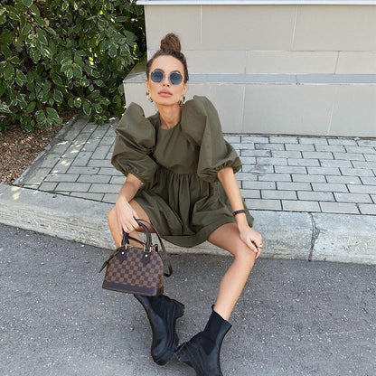 Summer Women Half Sleeves Cotton Mini Dresses