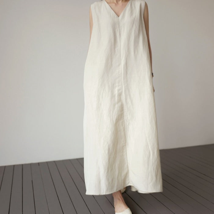 Women Linen Sleeveless Long Cozy Dresses