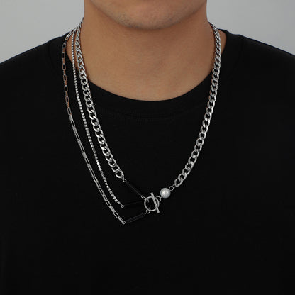 Fashion Hip Top Style Pearl Necklace for Men