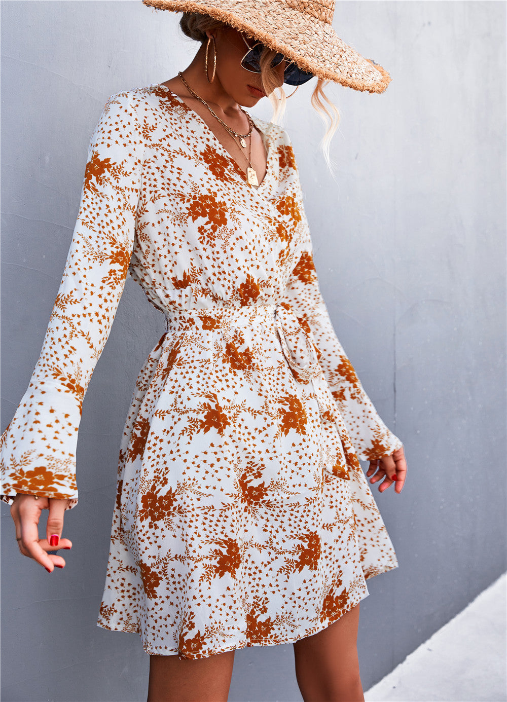 Casual Trumpet Sleeves Bangdage Dresses