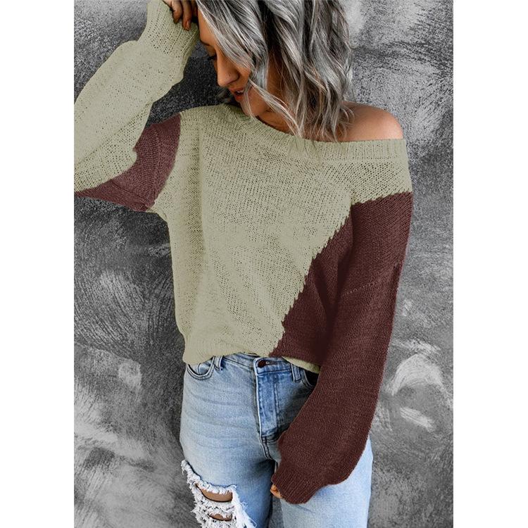Women Knitting Irregular One Shoulder Sweaters-STYLEGOING