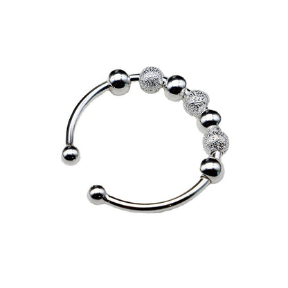 String Beads Design Rotatable Silver Rings for Women