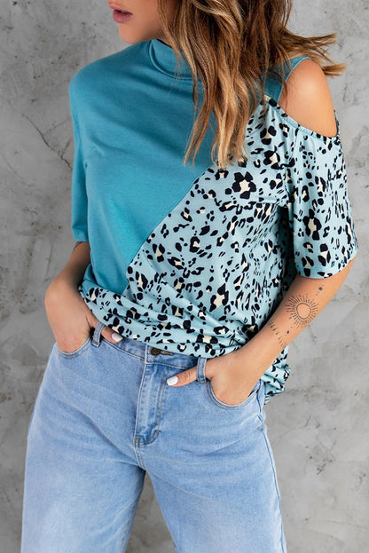 Casual Leopard Print Short Sleeves T Shirts for Women