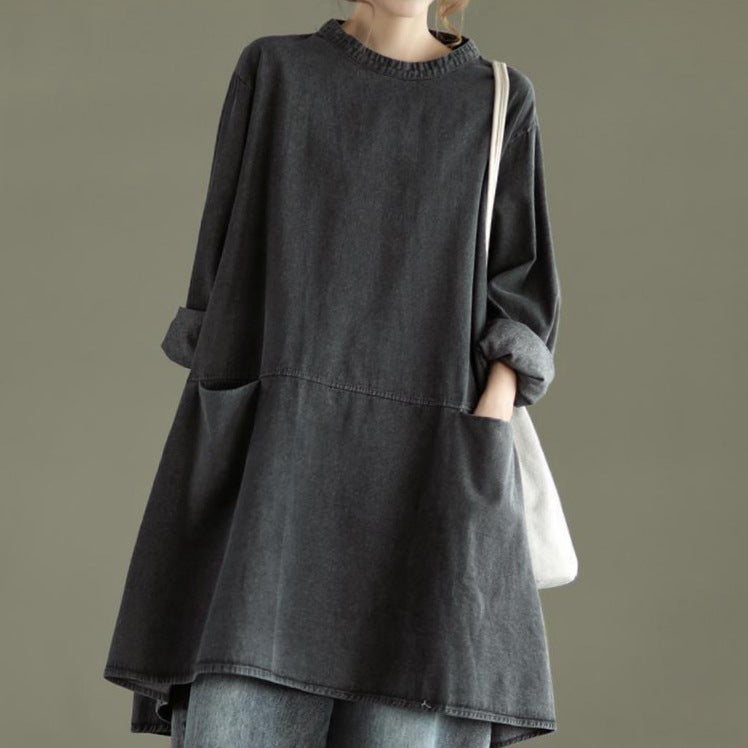 Vintage Plus Sizes Long Sleeves Women Denim Tops