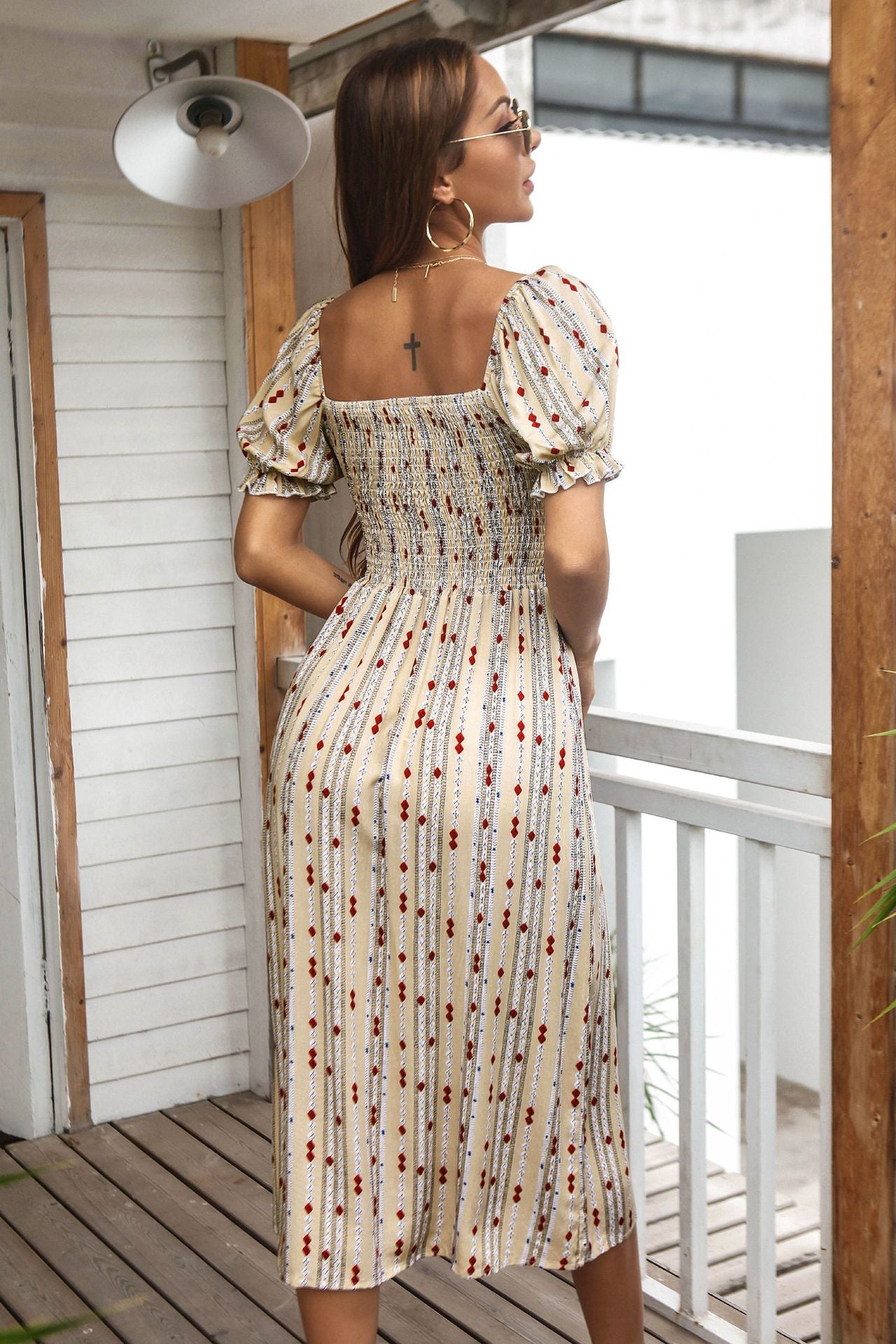 Summer Puff Sleeves Cotton Women Dresses