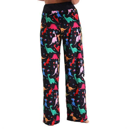 Casual Floral Print Women High Waist Trousers for Homewear