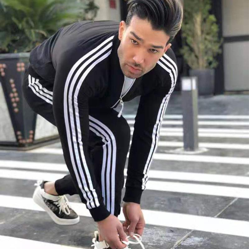 Fall Zipper Casual Men Cardigan Running Suits-STYLEGOING