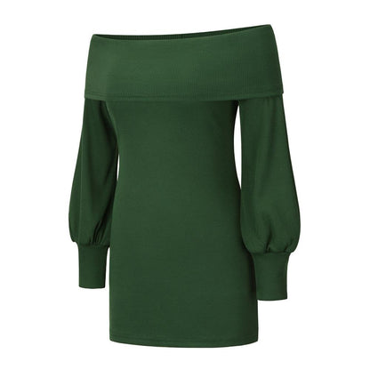 Sexy Women Knitting Bodycon Off The Shoulder Dresses-STYLEGOING