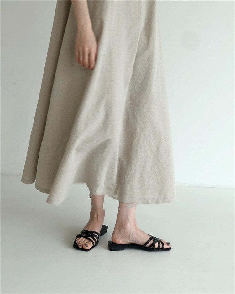 Vintage Cozy Sleeveless Vest Long Dresses with Pockets