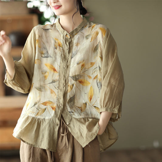 Vintage Flowers Classy Women Long Sleeves Shirts
