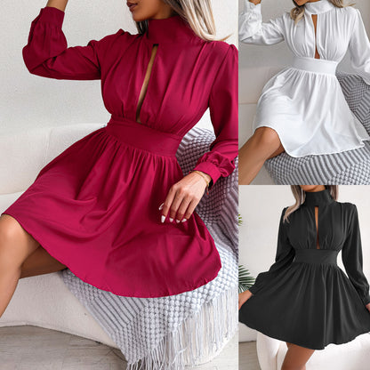Elegant High Neck Hollow Out Short Dresses