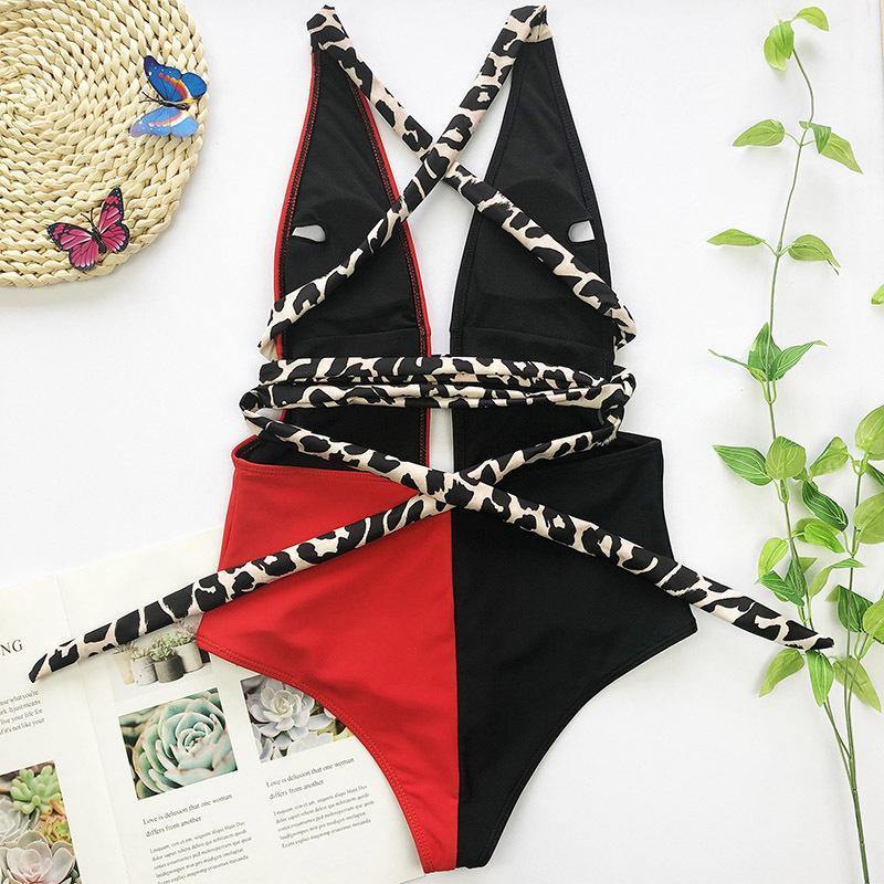 New Sexy V-neck Backless One Piece Swimwear-STYLEGOING