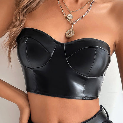 Sexy Strapless Midriff Baring Short Tops