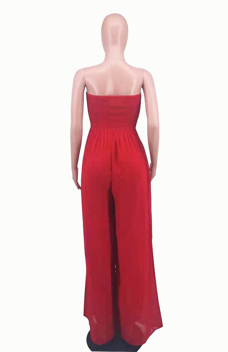 Sexy Strapless High Waist Chiffon Summer Jumpsuits