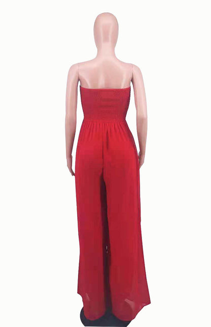 Sexy Strapless High Waist Chiffon Summer Jumpsuits