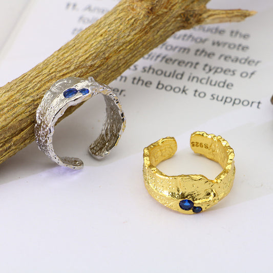 Irregular Wide Design Women Sterling Silver Rings