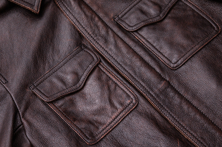 Vintage Motorcycle Cowhide Leather Jackets for Men