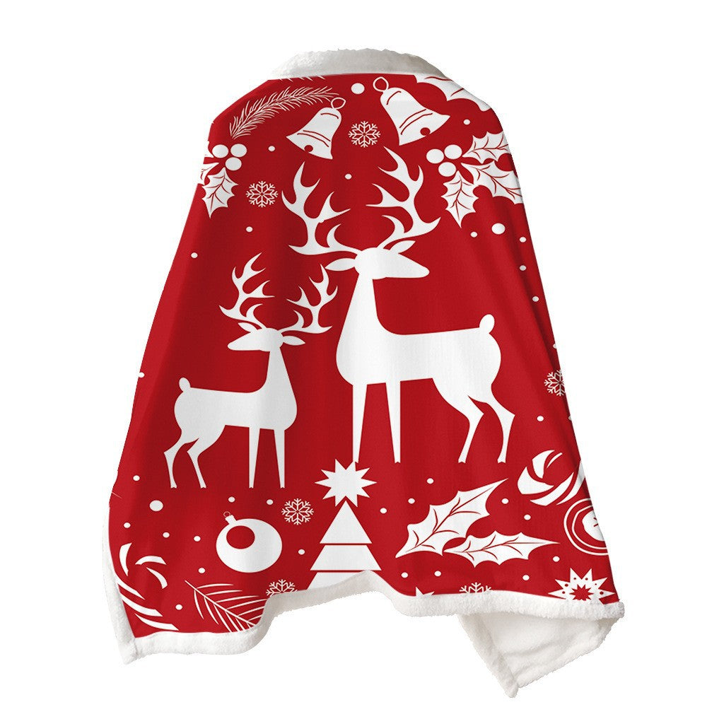 2 In 1 Warm Soft Throw Blanket for Christmas