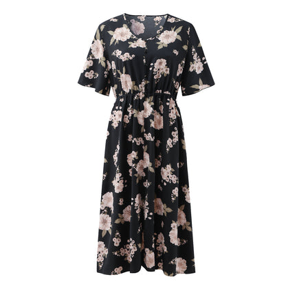 Women Chiffon Short Sleeves Plus Sizes Dresses
