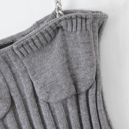 Autumn Women Knitted Straps&sweater Sets