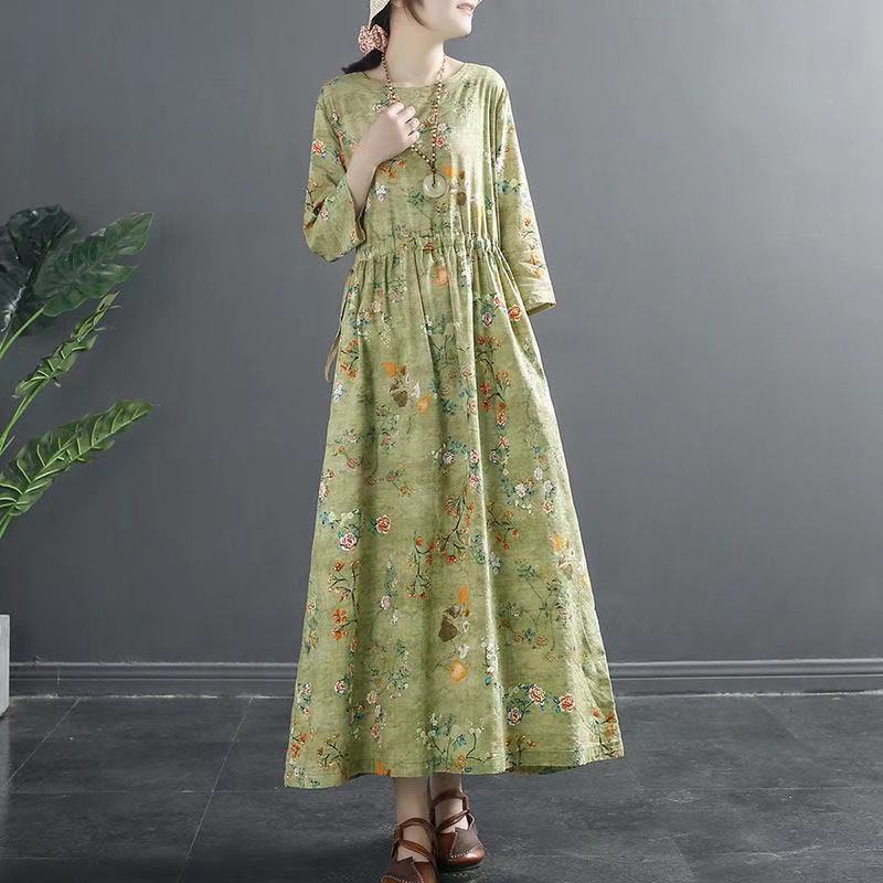 Vintage Cotton Women Plus Sizes Long Dresses