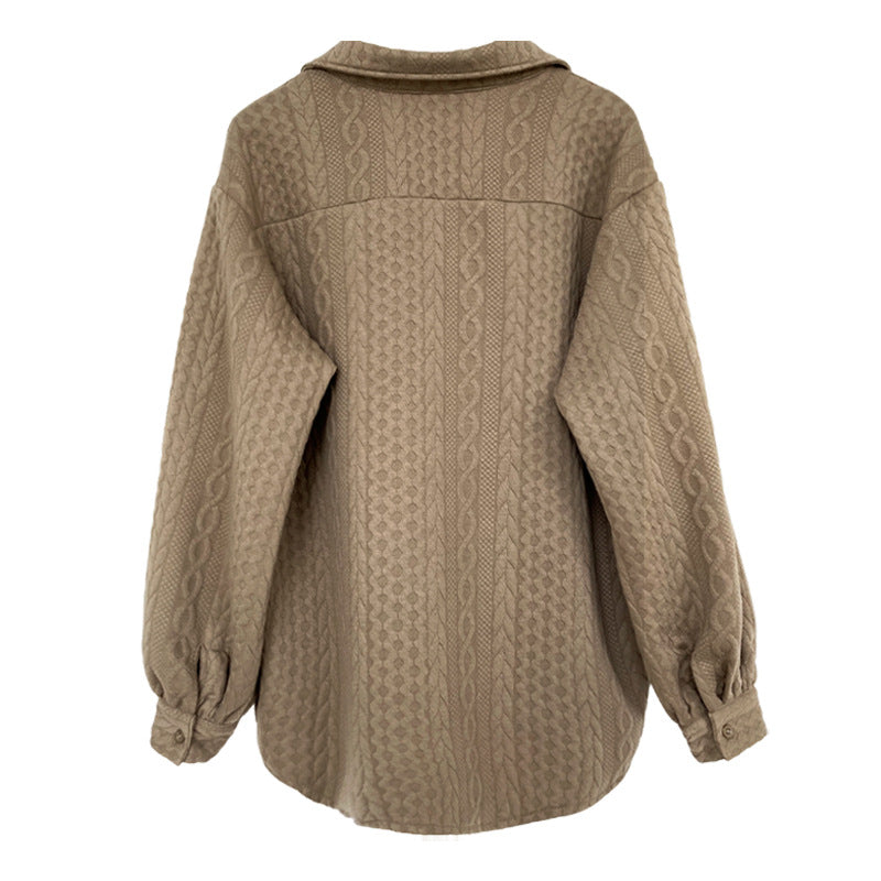 Soft Embossing Flowers Fall Long Sleeves Shirts