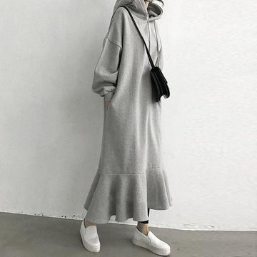 Casual Women Mermaid Long Hoodies Cozy Dresses