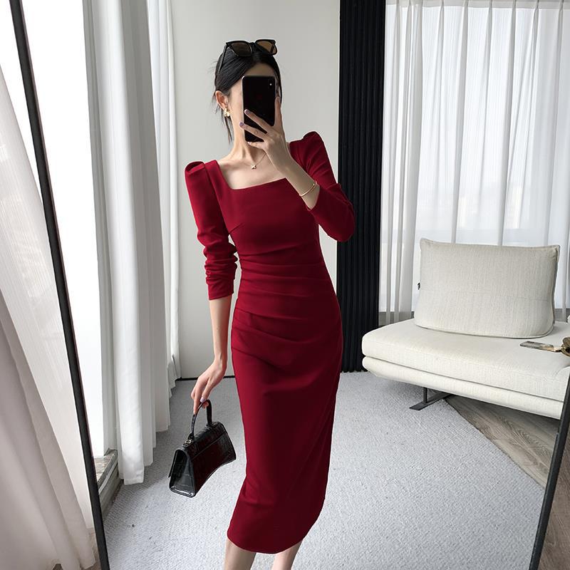 Sexy Square Neckline Long Sleeves Party Dresses