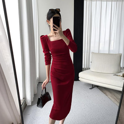 Sexy Square Neckline Long Sleeves Party Dresses