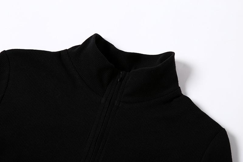 Sexy Zipper High Neck Bodycon Fall Dresses-STYLEGOING